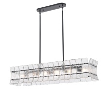Arabela Lighting 85254-6 - 47" Sophie Linear Chandelier in Matte Black with Textured Rectangular Glass Panels