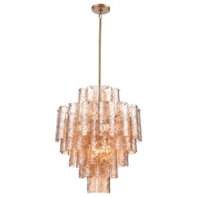Arabela Lighting 85262-13 - 29" Fire and Ice Chandelier in Lacquered Gold with textured Champagne Glass