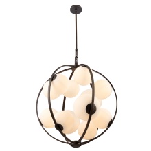 Arabela Lighting 85270-12 - 32" Concentra Pendant in Dark Bronze with Striated White Glass Globes