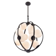 Arabela Lighting 85271-12 - 25" Concentra Pendant in Dark Bronze with Striated White Glass Globes