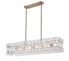 Arabela Lighting 85354-6 - 47" Sophie Linear Chandelier in Lacquered Gold with Textured Rectangular Glass Panels