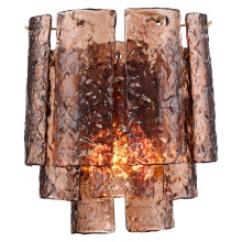 Arabela Lighting 85364-2 - 13" Fire and Ice Wall Sconce in Lacquered Gold with textured Dark Amber Glass