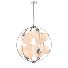 Arabela Lighting 85370-12 - 32" Concentra Pendant in Polished Chrome with Striated White Glass Globes