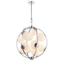 Arabela Lighting 85371-12 - 25" Concentra Pendant in Polished Chrome with Striated White Glass Globes