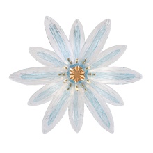Arabela Lighting 85391-6 - 32.25" Fiore Pendant in Antique Gold Leaf with Textured Carribean Blue Glass
