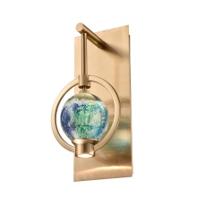 Arabela Lighting 85407-1 - 13.25" Utophia Sconce in Lacquered Gold with Blue Green Swirl Glass Globe