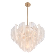 Arabela Lighting 85410-7 - 26" Chateau Pendant in Satin Brass with Curved Arctic Mist Glass