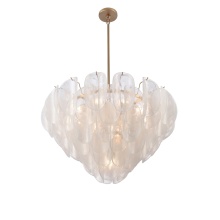 Arabela Lighting 85411-13 - 31.5" Chateau Pendant in Satin Brass with Curved Arctic Mist Glass