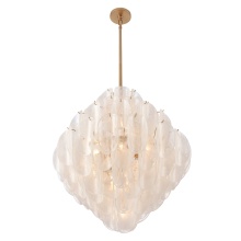 Arabela Lighting 85414-20 - 31.5" Chateau Pendant in Satin Brass with Curved Arctic Mist Glass