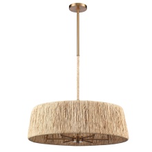 Arabela Lighting 85434-6 - 26" Cabana Pendant in Lacquered Gold with Dried Corn Leaf Wrap