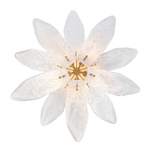 Arabela Lighting 85494-5 - 33" Fiore Semi Flush in Antique Gold Leaf with Textured Arctic Mist Glass