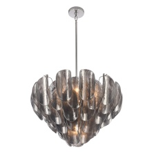 Arabela Lighting 85510-7 - 26" Chateau Pendant in Polished Chrome with Curved Dark Gray Smoke Glass
