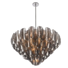 Arabela Lighting 85512-17 - 39.5" Chateau Pendant in Polished Chrome with Curved Dark Gray Smoke Glass