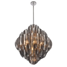 Arabela Lighting 85514-20 - 31.5" Chateau Pendant in Polished Chrome with Curved Dark Gray Smoke Glass