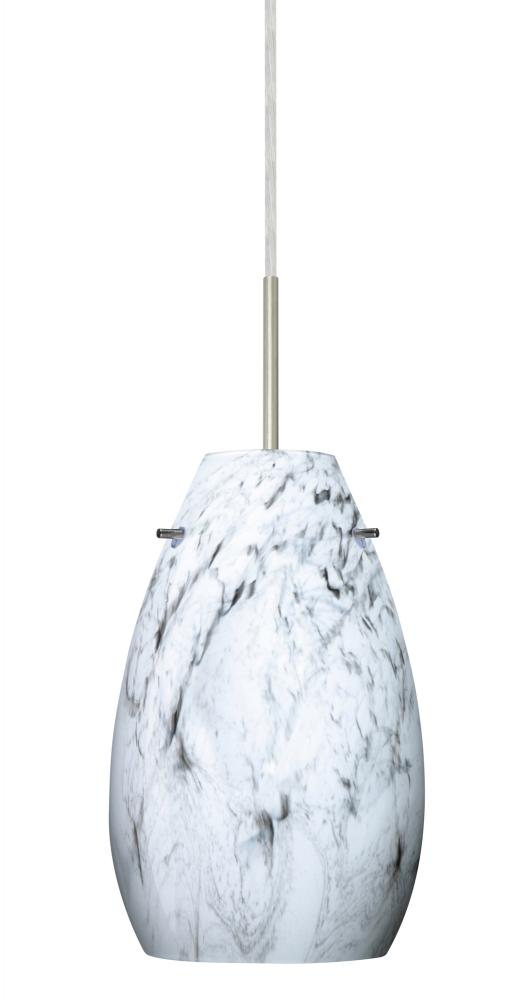 Besa Pera 9 LED Pendant Marble Grigio Satin Nickel 1x9W LED