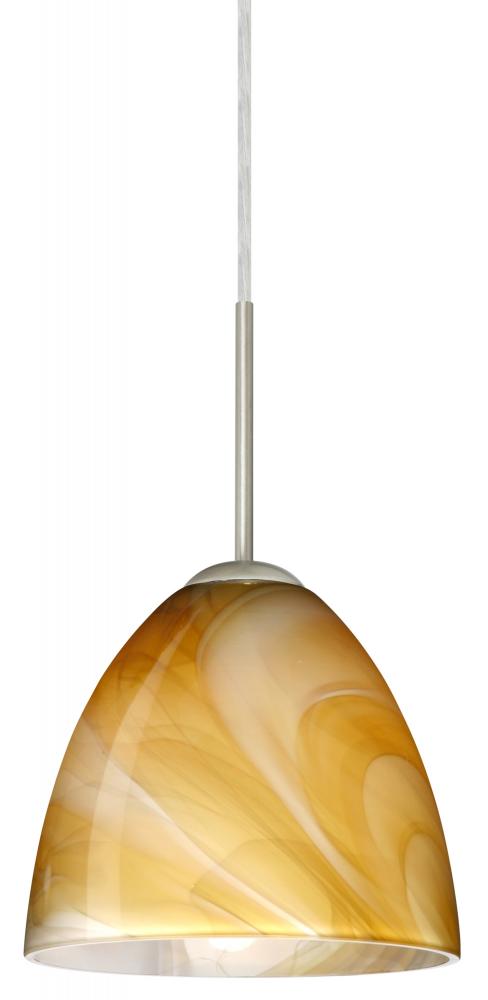 Besa Vila Pendant Satin Nickel Honey 1x60W Medium Base