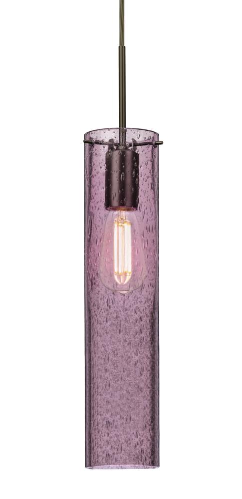 Besa, Juni 16 Cord Pendant, Plum Bubble, Bronze, 1x4W LED Filament