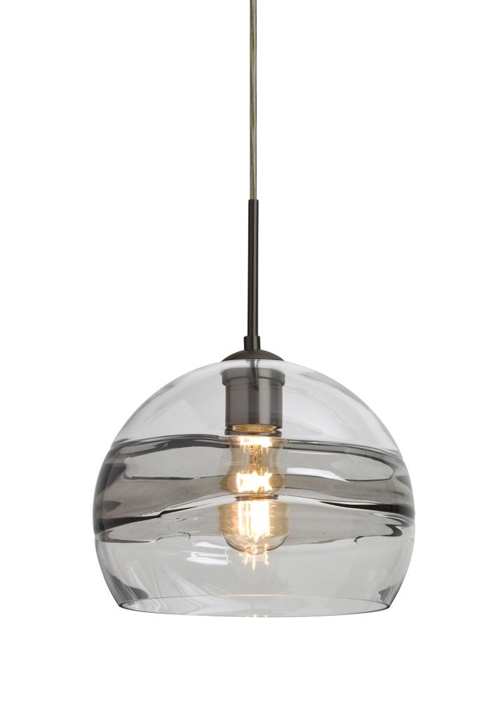 Besa Spirit 10 Pendant, Smoke/Clear, Bronze Finish, 1x8W LED Filament