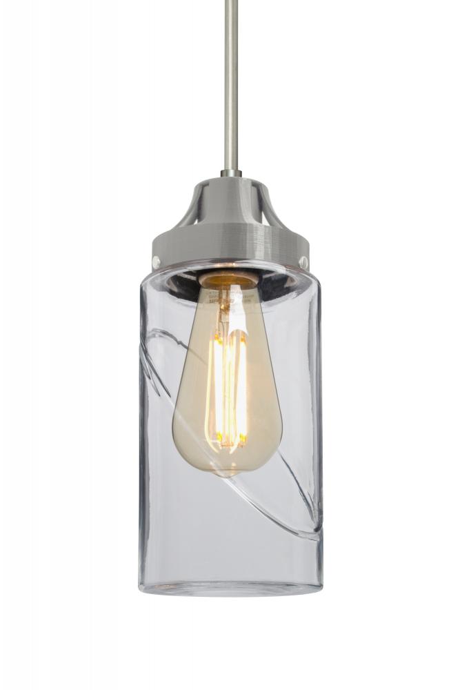 Besa, Blink Cord Pendant, Clear, Satin Nickel Finish, 1x4W LED Filament