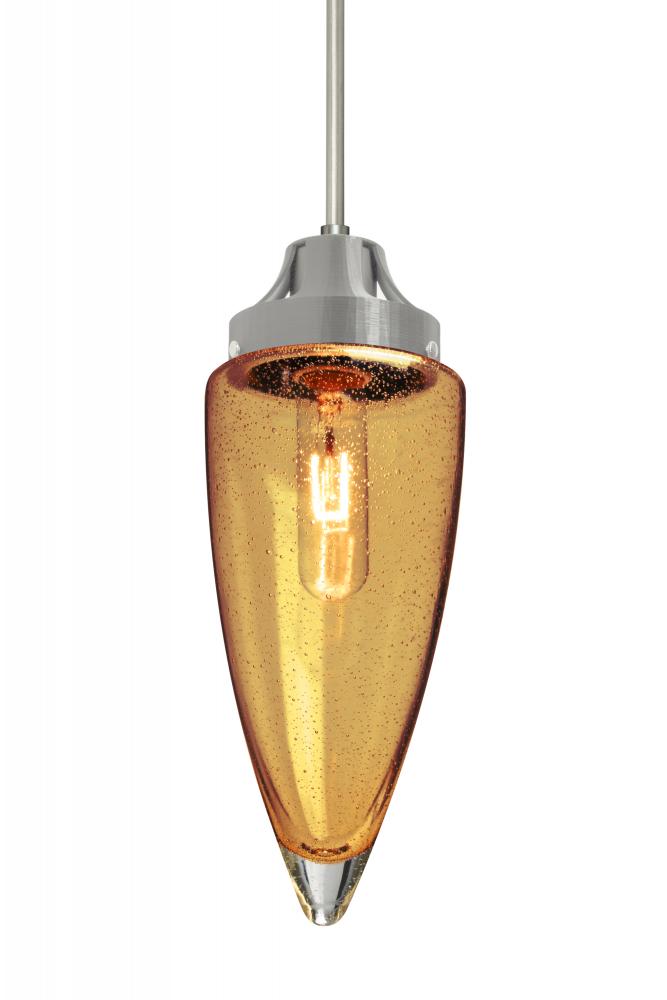 Besa, Sulu Cord Pendant, Amber Bubble, Satin Nickel Finish, 1x60W Medium Base