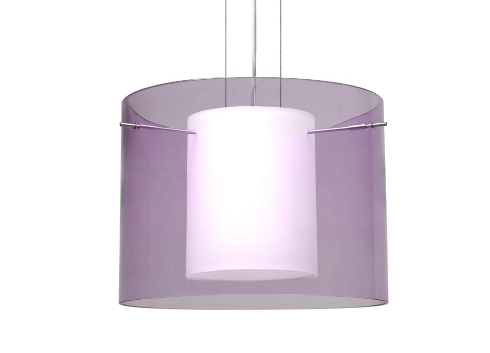 Besa Pendant Pahu 16 Satin Nickel Transparent Amethyst/Opal 1x150W Medium Base A21