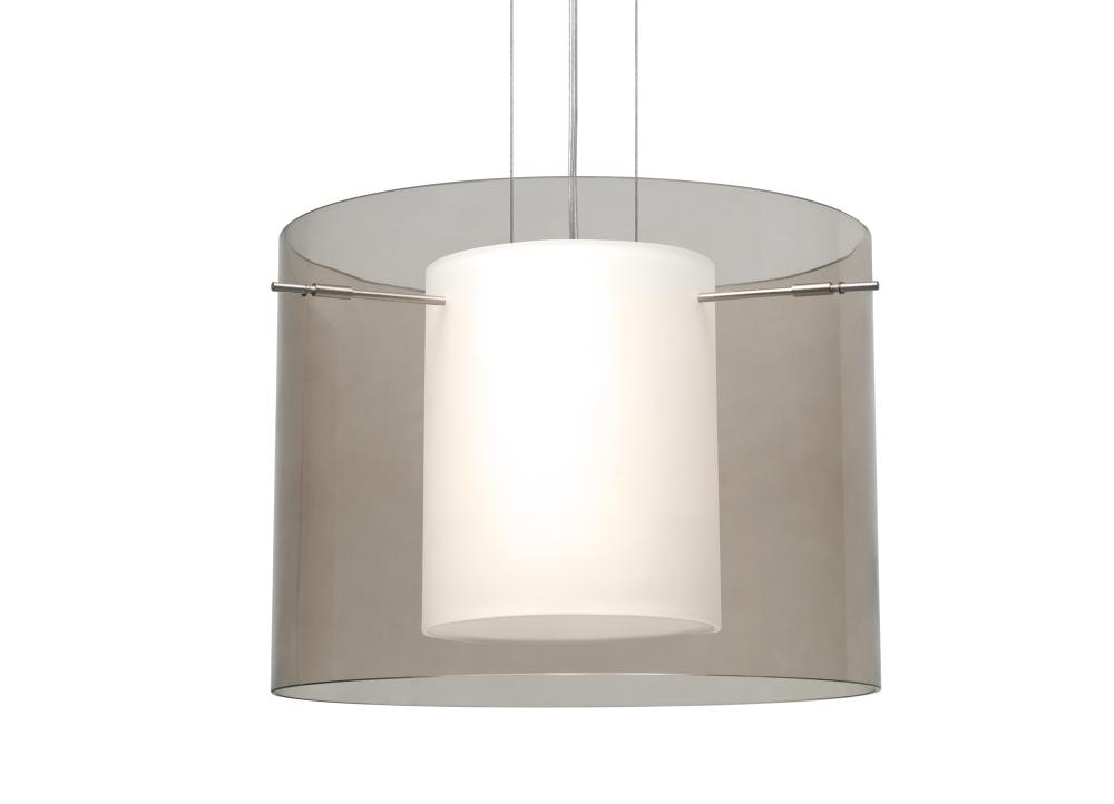 Besa Pendant Pahu 16 Satin Nickel Transparent Smoke/Opal 1x150W Medium Base A21