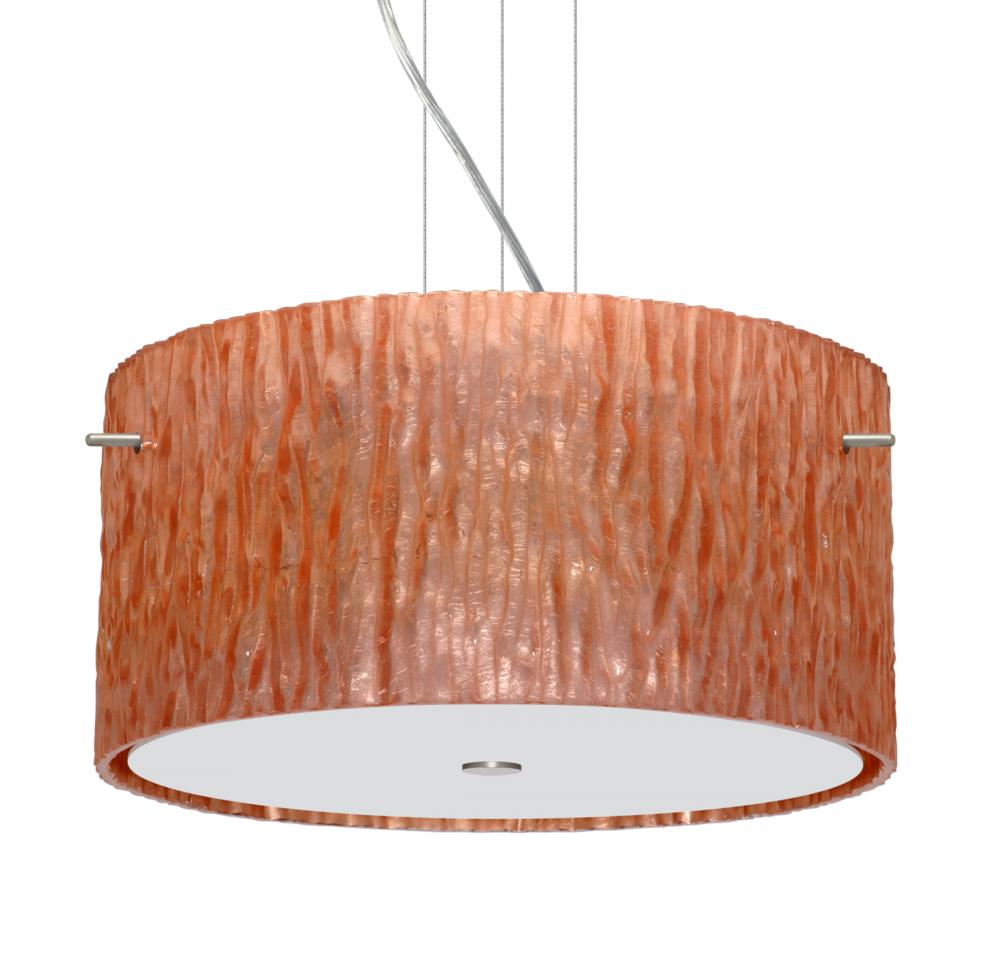 Besa Tamburo 16 Pendant Stone Copper Foil Satin Nickel 3x11W LED