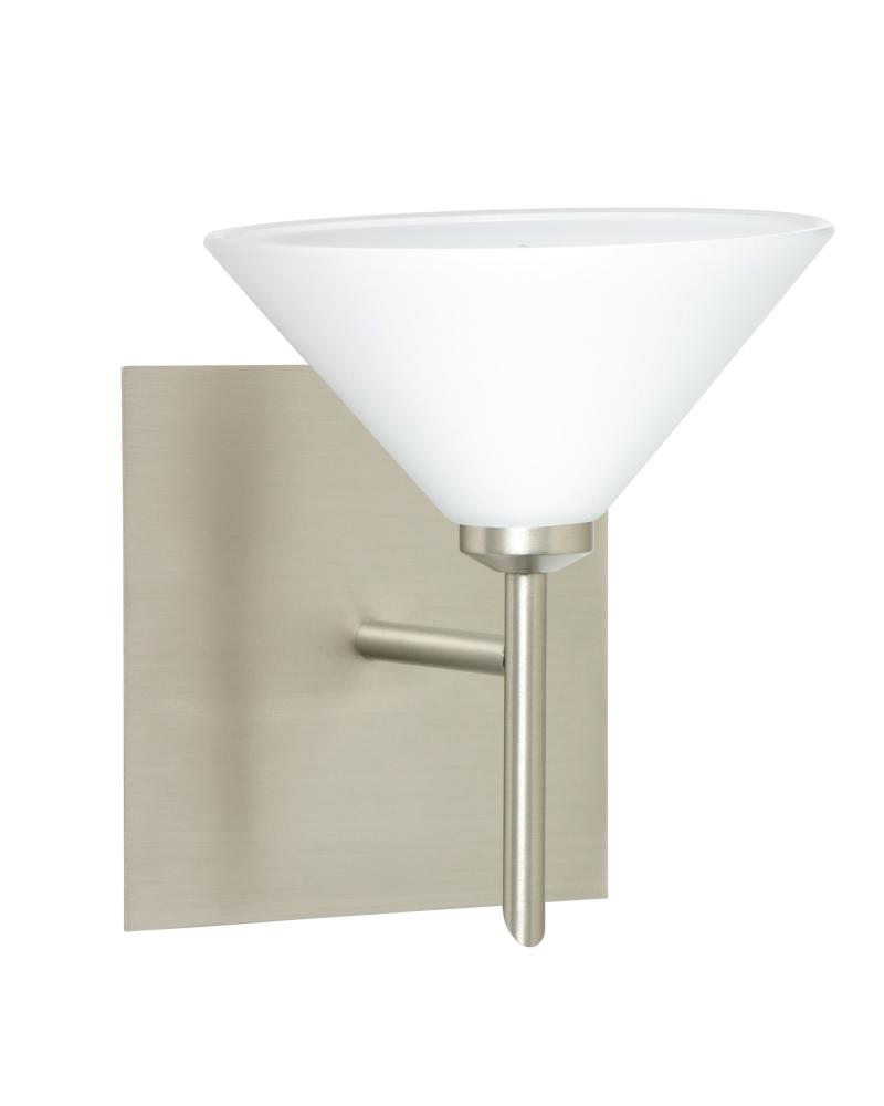 Besa Wall With SQ Canopy Kona Satin Nickel White 1x5W LED