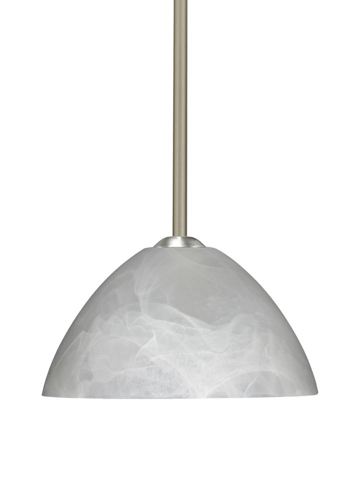 Besa Tessa LED Stem Pendant Marble Satin Nickel 1x9W LED