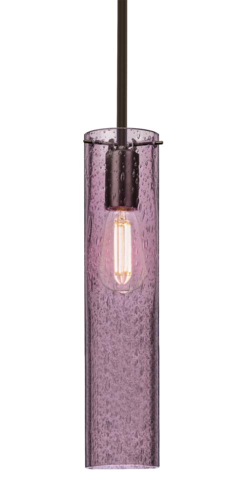 Besa, Juni 16 Stem Pendant, Plum Bubble, Bronze, 1x4W LED Filament