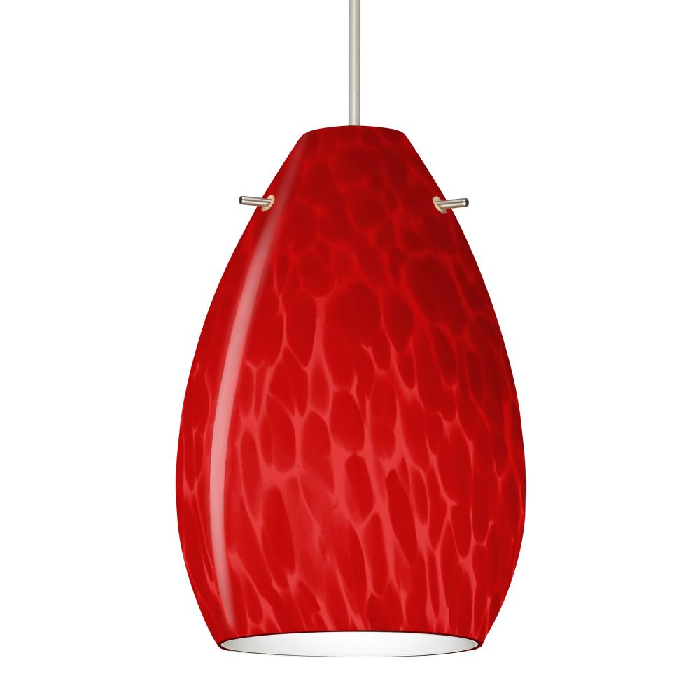 Besa, Pera 6 Cord Pendant, Red Cloud, Satin Nickel Finish, 1x50W MAX GY6.35 Base