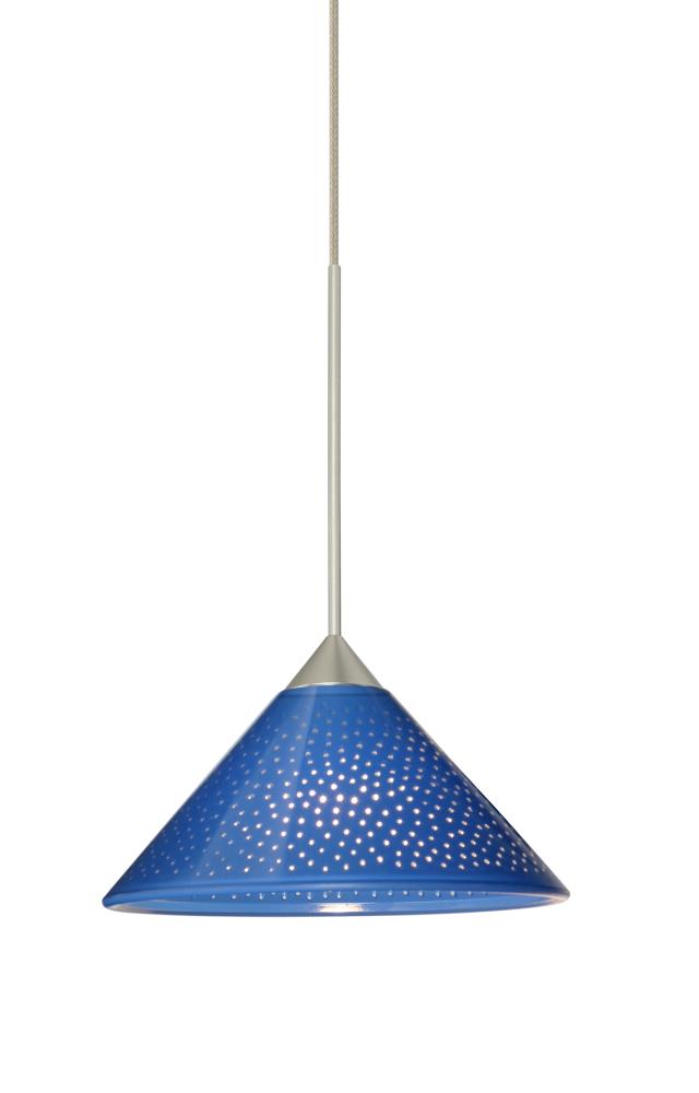 Besa Pendant Kona Satin Nickel Blue Starpoint 1x5W LED