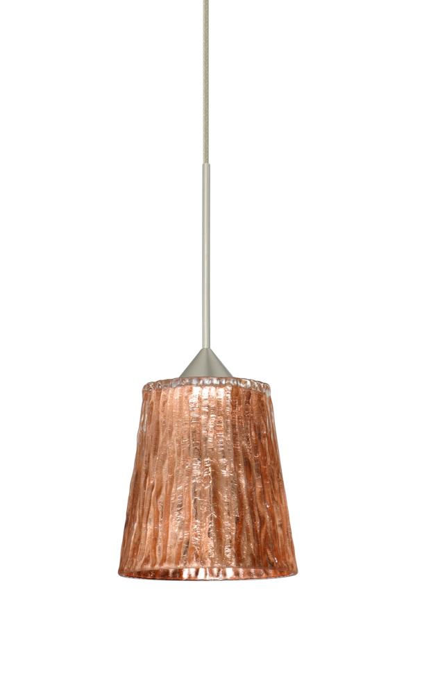 Besa Pendant Nico 4 Satin Nickel Stone Copper Foil 1x5W LED