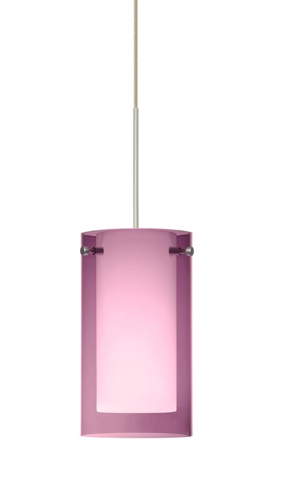 Besa Pendant Pahu 4 Satin Nickel Transparent Amethyst/Opal 1x5W LED