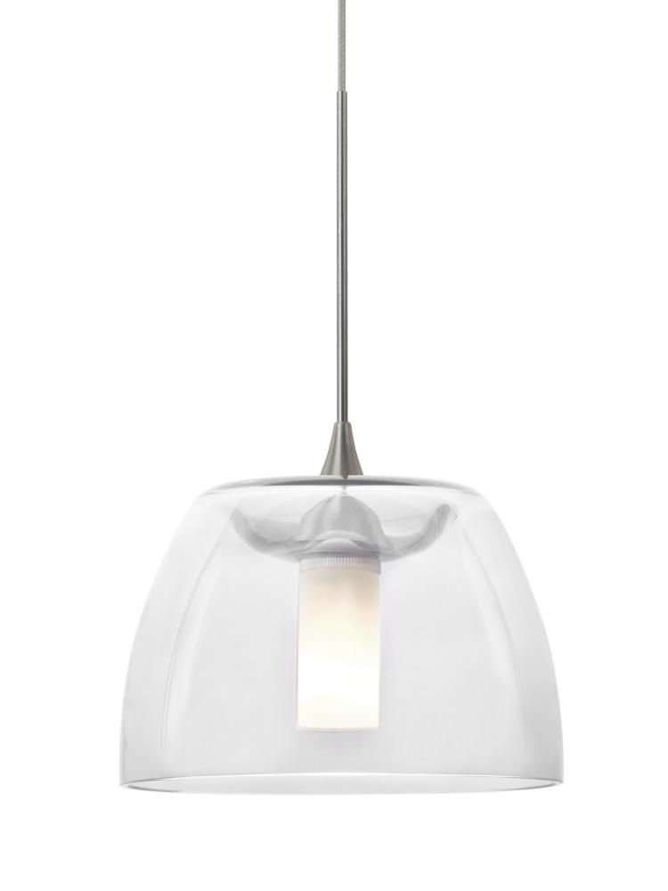 Besa Spur Cord Pendant, Clear, Satin Nickel Finish, 1x35W Halogen