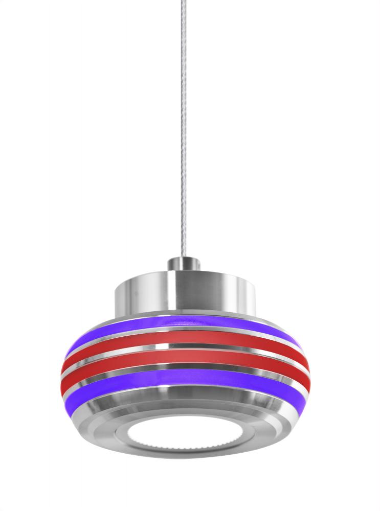 Besa, Flower Cord Pendant, Purple/Red, Satin Nickel Finish, 1x6W LED