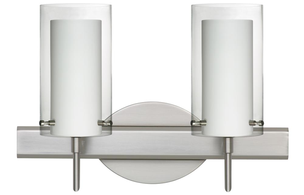 Besa Pahu 4 Wall 2SW Clear/Opal Satin Nickel 2x5W LED