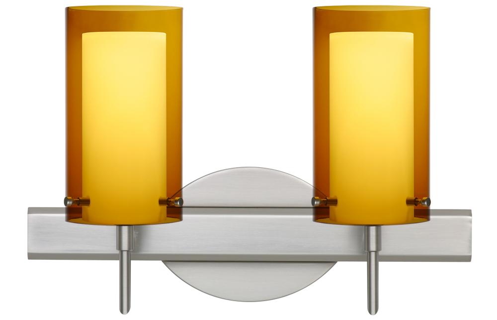 Besa Pahu 4 Wall 2SW Transparent Armagnac/Opal Satin Nickel 2x40W G9