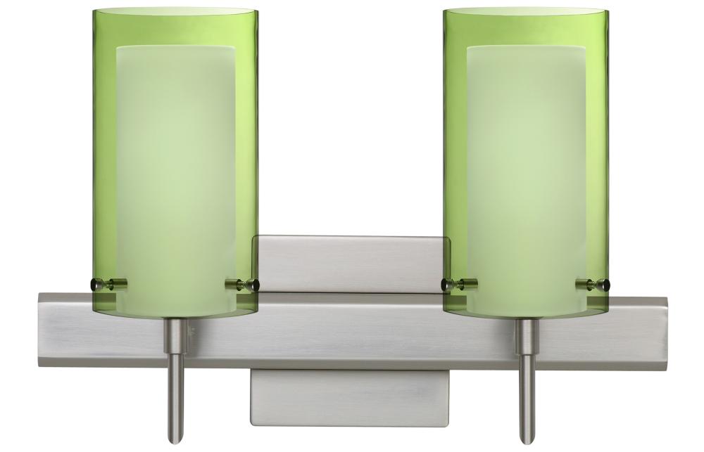 Besa Pahu 4 Wall With SQ Canopy 2SW Transparent Olive/Opal Satin Nickel 2x40W G9