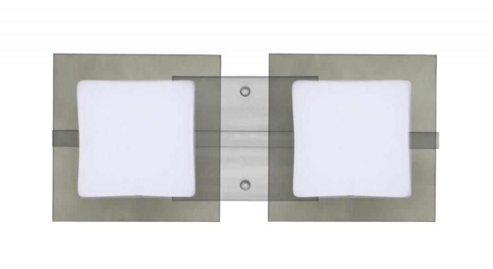 Besa Wall Alex Satin Nickel Opal/Smoke 2x5W LED