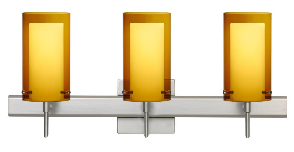 Besa Pahu 4 Wall With SQ Canopy 3SW Transparent Armagnac/Opal Satin Nickel 3x5W LED