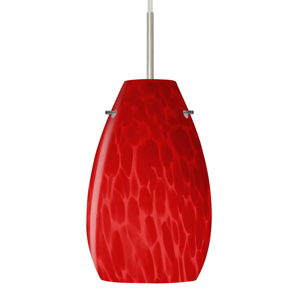 Besa, Pera 9 Cord Pendant for Multiport Canopy, Red Cloud, Satin Nickel Finish, 1x100W MAX E26 Base