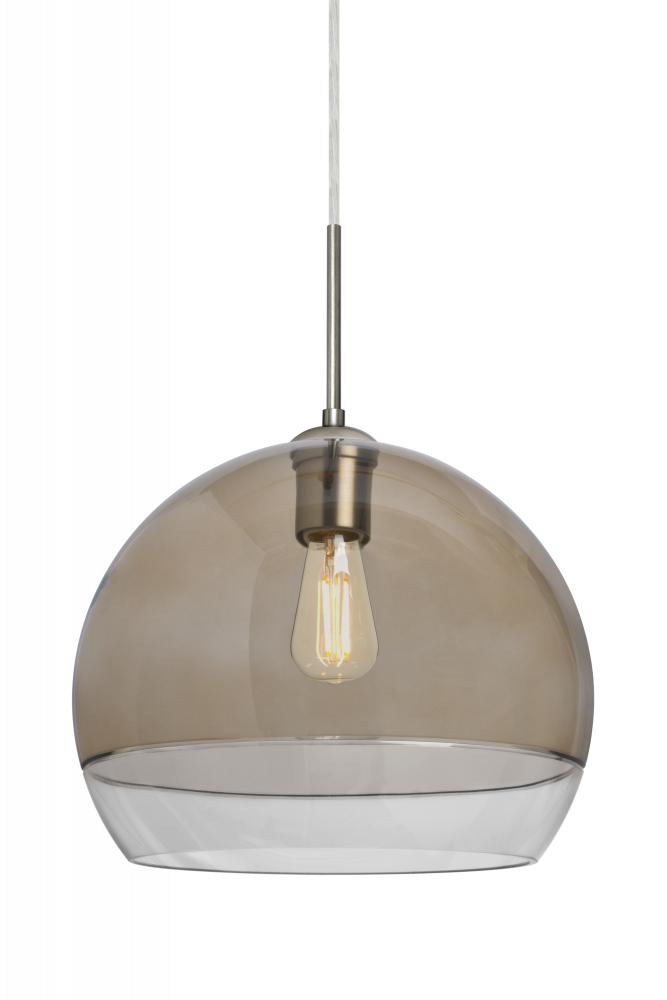 Besa, Ally 12 Cord Pendant For Multiport Canopy, Smoke/Clear, Satin Nickel Finish, 1x