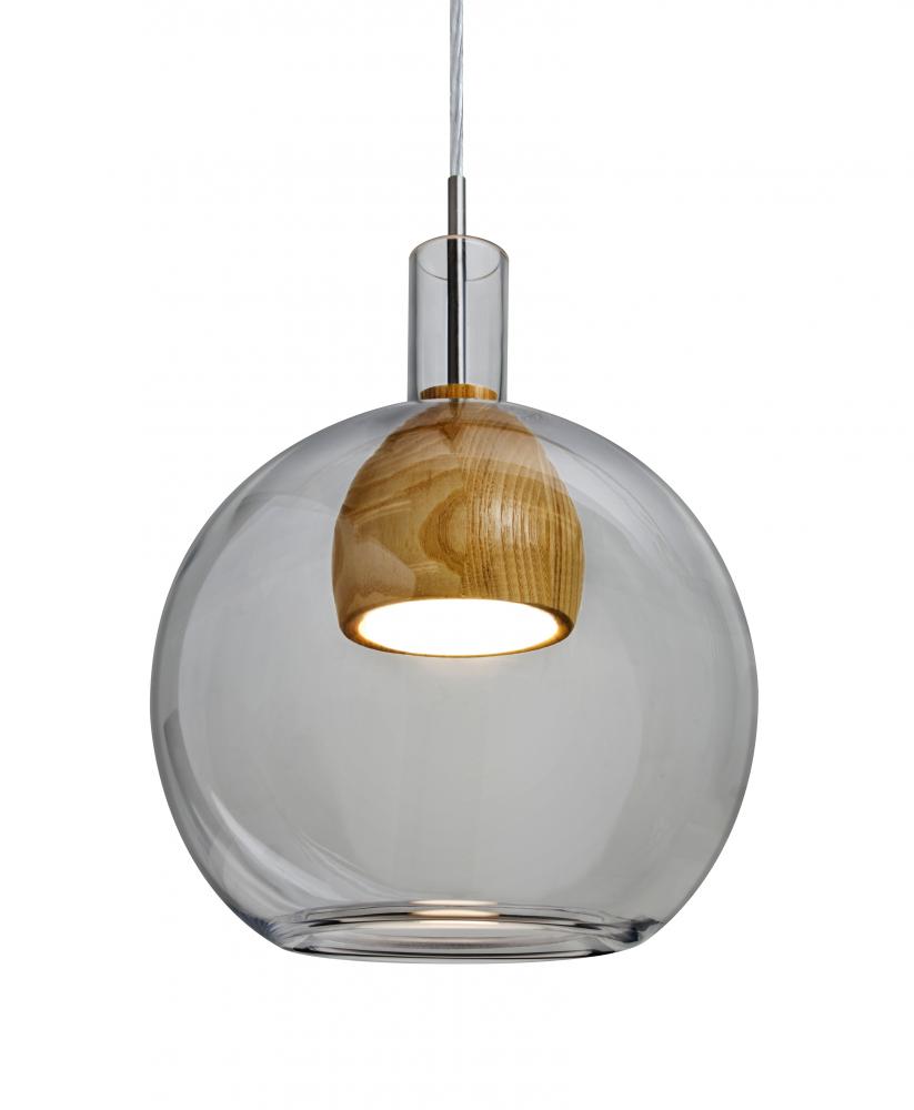 Besa, Benji Cord Pendant For Multiport Canopy, Smoke/Medium, Satin Nickel Finish, 1x9