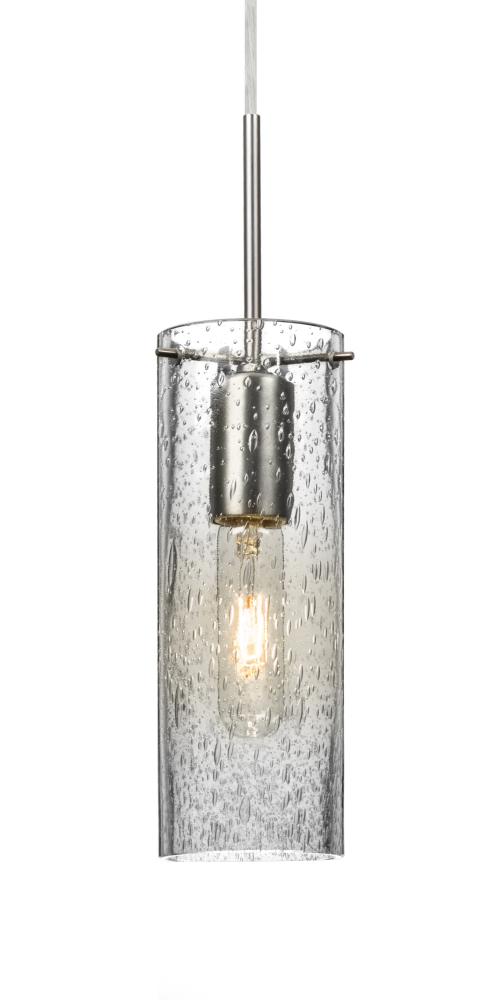 Besa, Juni 10 Pendant For Multiport Canopy, Clear Bubble, Satin Nickel, 1x60W Medium