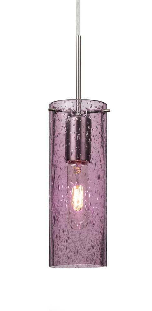 Besa, Juni 10 Pendant For Multiport Canopy, Plum Bubble, Satin Nickel, 1x60W Medium B