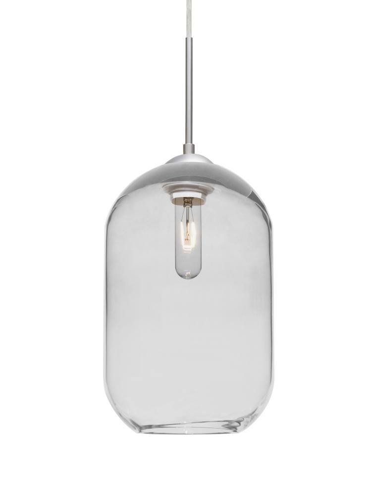 Besa, Omega 12 Cord Pendant For Multiport Canopies,Clear, Satin Nickel Finish, 1x60W