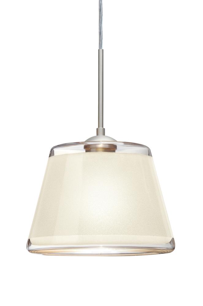 Besa Pendant For Multiport Canopy Pica 9 Satin Nickel White Sand 1x75W Medium Base