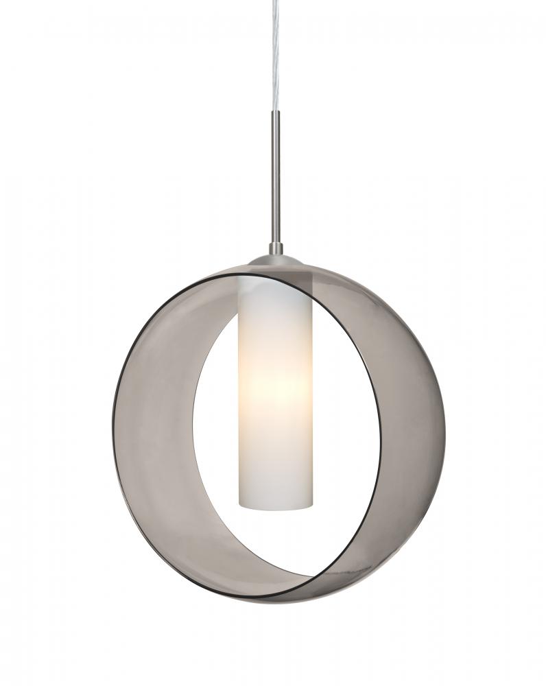 Besa, Plato Cord Pendant For Multiport Canopies, Smoke/Opal, Satin Nickel Finish, 1x5