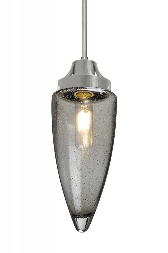 Besa, Sulu Cord Pendant For Multiport Canopy, Smoke Bubble, Satin Nickel Finish, 1x4W